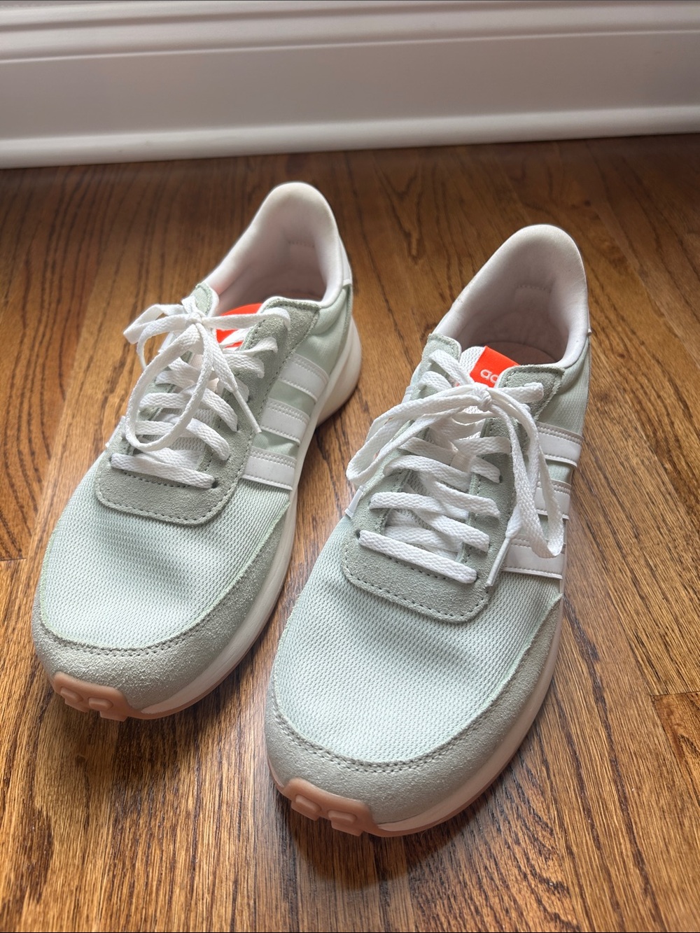 adidas Women's Mint Green and White Casual Lace-Up Sneakers
